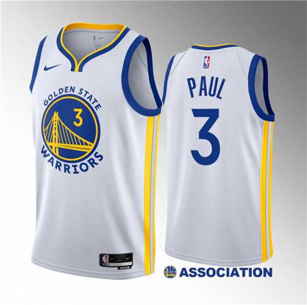 Men%27s Golden State Warriors #3 Chris Paul White Association Edition Stitched Basketball Jersey Dzhi